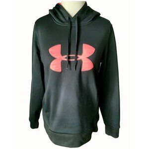 Under Armour Hoodie Loose Fit Black Fleece Lined Pullover Kangaroo Pouch Medium